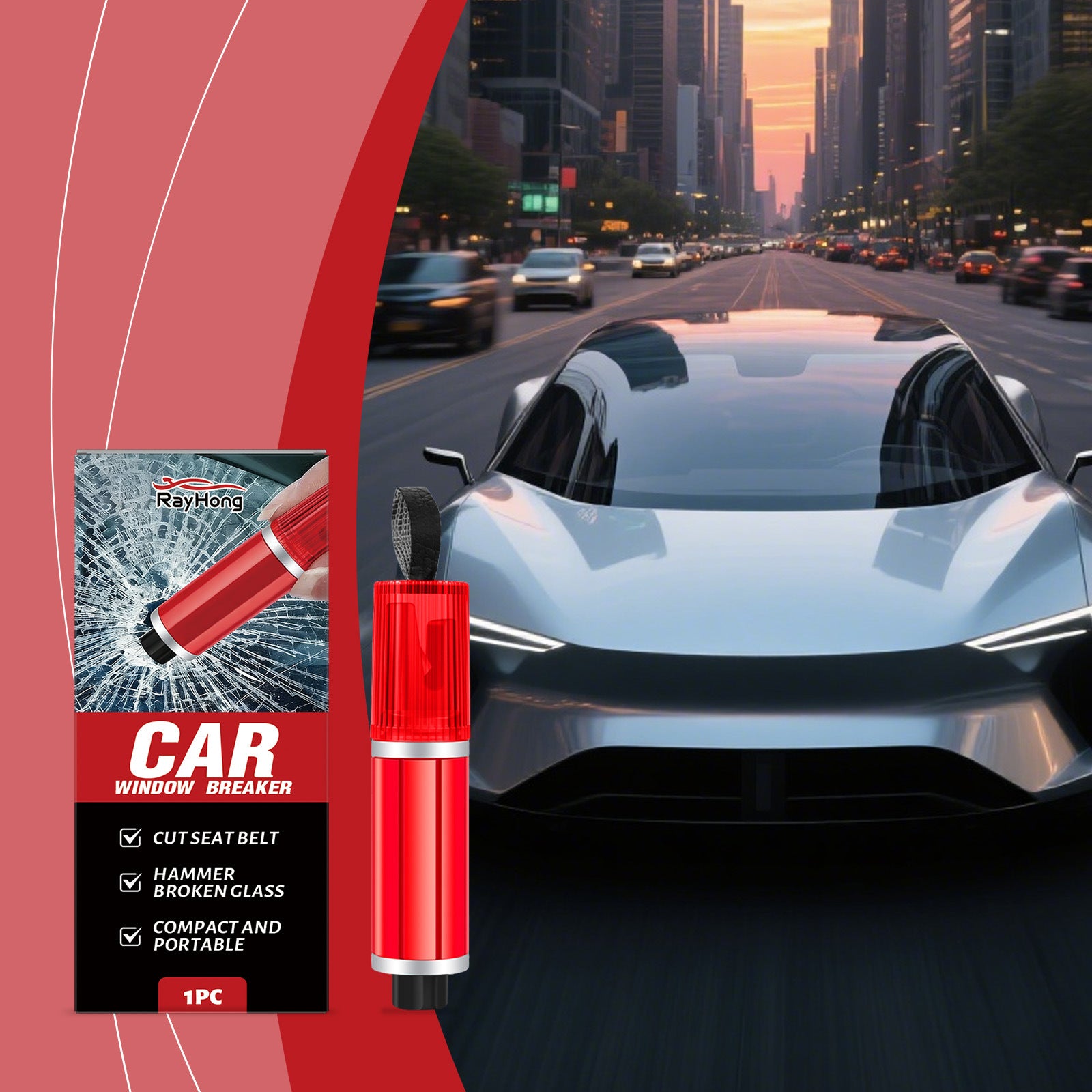 Nexas Auto LifeBar™ - Emergency Window Breaker & Seatbelt Cutter